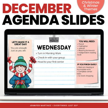 Preview of Christmas & Winter Google Slides Template - Digital Daily Agenda Slides December