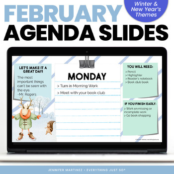 Preview of Valentine's Day Google Slides Template - Digital Daily Agenda Slides February