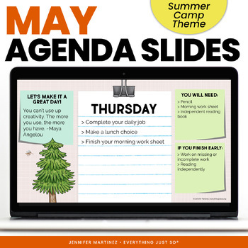 Preview of May Daily Agenda Slides - Editable Google Slides Template End of Year Summer