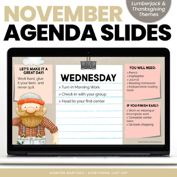 Preview of Thanksgiving Google Slides Template - Digital Daily Agenda Slides November