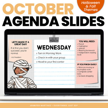 Preview of Halloween Google Slides Template - Digital Daily Agenda Slides for October