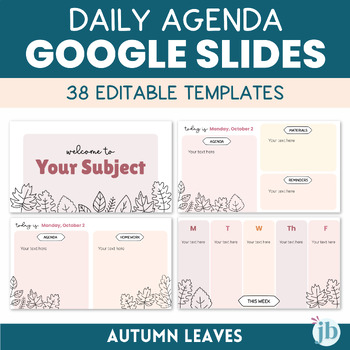 Preview of Daily Agenda Slides - Editable Google Slides Templates - Autumn Leaves Theme