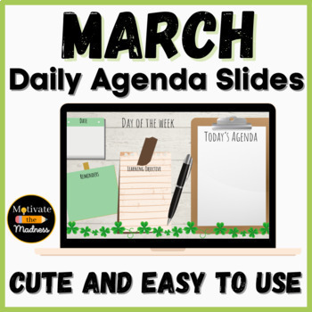 Preview of Daily Agenda Slides| Editable March Google Slides | Set 1