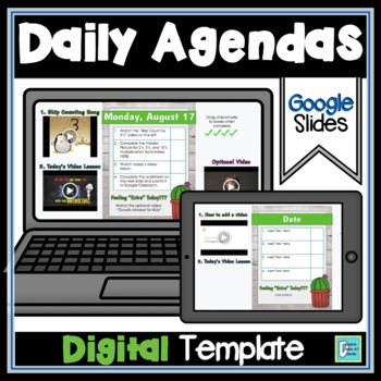 Preview of Daily Agenda Slides FREEBIE | Google Digital Resources | Cactus Succulent