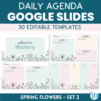 Preview of Daily Agenda Slides - Google Slides Templates - FLOWERS THEME