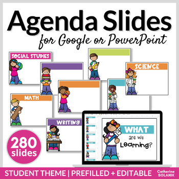 Preview of Daily Agenda Slides Templates Digital Resource Google or PPT | Back to School