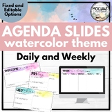 Daily Agenda Slides - Watercolor Theme (Classroom or Dista