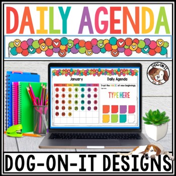 Preview of Daily Agenda Slides and Calendars Google Slides PowerPoint Editable