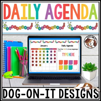 Preview of Daily Agenda Slides and Calendars Google Slides | PowerPoint | Caterpillars