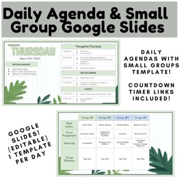 Preview of Daily Agenda & Small Group Google Slides
