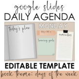 Daily Agenda Template - Google Slides - Book/Days of the Week