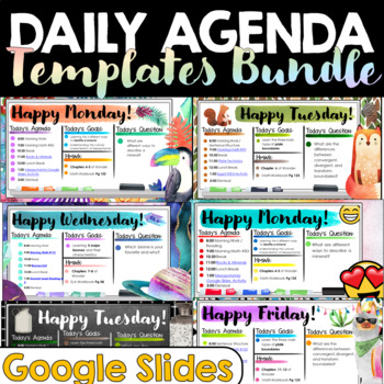 Preview of Daily Agenda Google Slides Templates BUNDLE | Daily Schedule EDITABLE Visual