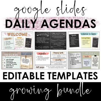Preview of Daily Agenda Templates - Google Slides - BUNDLE - Start class strong!