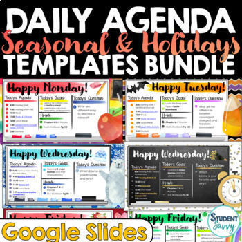 Preview of Daily Agenda Templates BUNDLE Daily Schedule New Years Valentine's Day Spring
