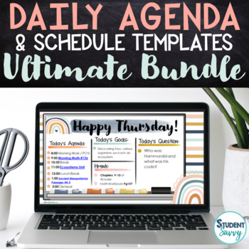 Preview of Classroom Daily Slides Schedule Editable Google Templates Morning Welcome