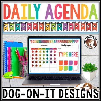 Preview of Daily Agenda Slides and Calendars Google Slides | PowerPoint | Hearts