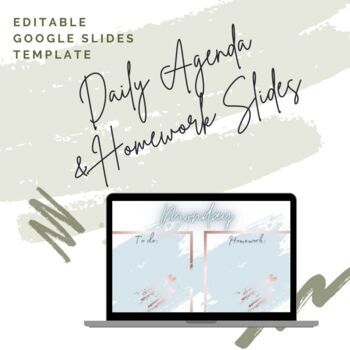Preview of Daily Agenda and Homework Slides | Google Slides Template | Editable Agenda