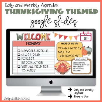 Preview of Daily Agendas for Fall and Thanksgiving Google Slides