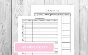 US Letter Editable Appointment Sheet Daily Appointments Printable Instant Download