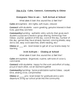 Preview of Daily Arrival & Dismissal Routine Mindful Mindfulness Soft Start