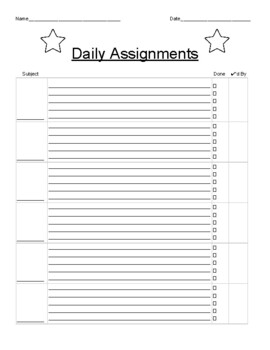 Daily Assignment Form by Laura Pozdol | TPT