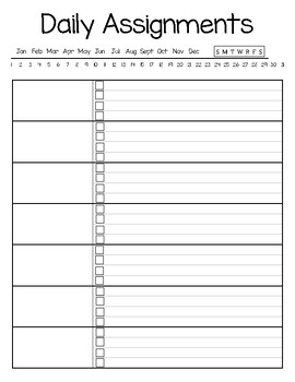 Daily Assignment Sheet by Equipped for Learning LLC | TPT