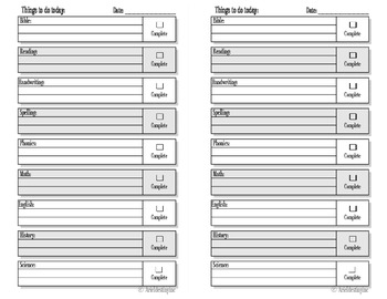 Preview of Daily Assignment Sheets- half page size