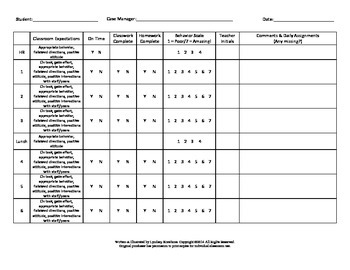 Preview of Daily Behavior Chart