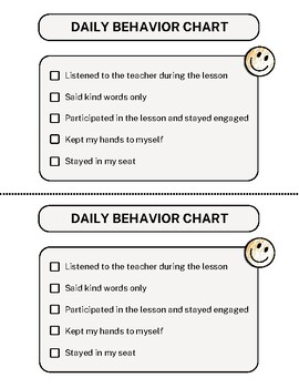 Preview of Daily Behavior Chart