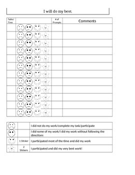 Preview of Daily Behavior Chart