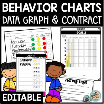 Preview of Daily Behavior Charts | EDITABLE Data Graph Tracking Sheets Contracts