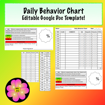 Daily School Behavior Chart