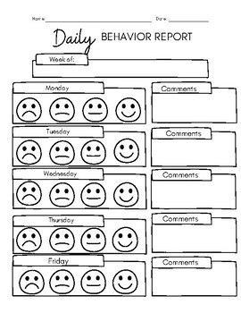 Daily Behavior Chart Printable by Miss Lane's Teaching Brain | TPT