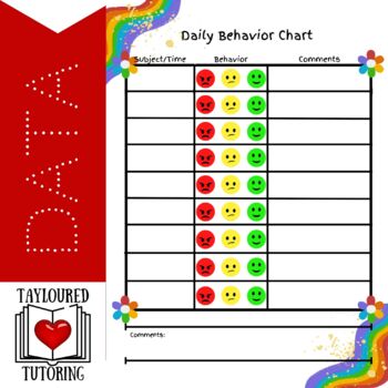 Daily Behavior Chart - Rainbow by Tayloured Tutoring | TPT