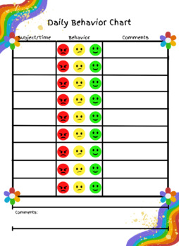 Daily Behavior Chart - Rainbow by Tayloured Tutoring | TPT