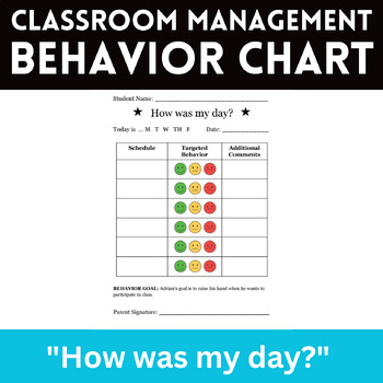 Daily Behavior Chart for CLASSROOM MANAGEMENT by The Data Prince