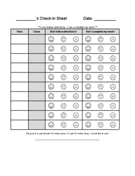 Daily Behavior Check-In Sheet (2 goals) by ABC Dreaming | TPT