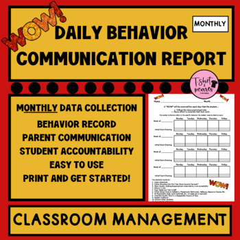 Preview of Daily Behavior Communication Report | Monthly Version WOW!