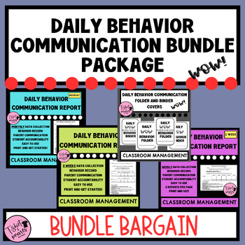 Preview of Daily Behavior Communication Reports with Matching Folder & Binder Covers-BUNDLE