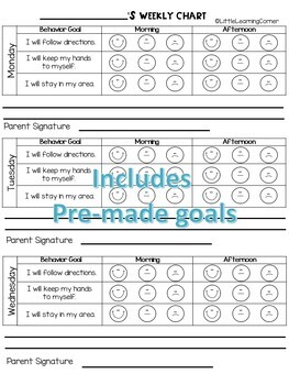 Daily ~ Weekly Behavior Contract Chart by Sarah Griffin | TpT