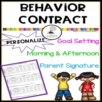 Preview of Daily and Weekly Behavior Contract | Personalize Prek, Kindergarten, First Grade