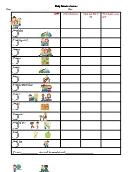 Daily Behavior Charts For Autistic Students