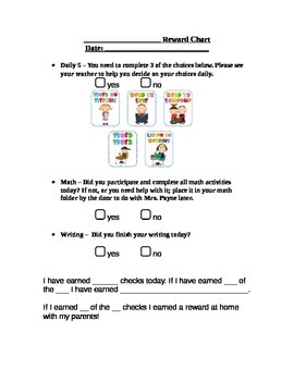 Preview of Daily 5 Behavior Home Communication Sheet