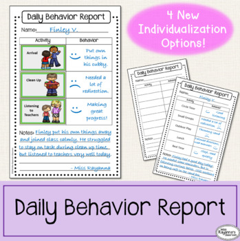 Preview of Daily Behavior Report