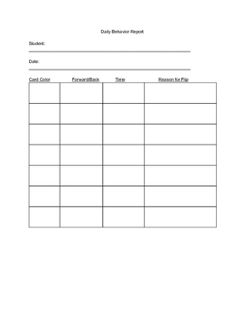 Preview of Daily Behavior Report Template