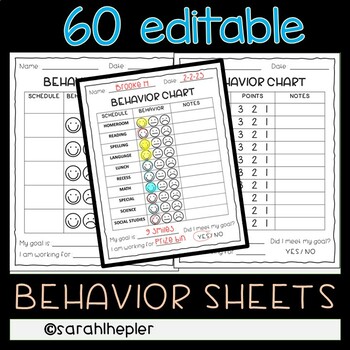 Preview of Daily Behavior Sheets EDITABLE