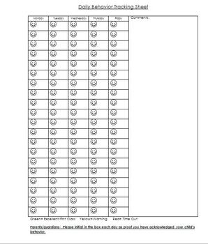 Daily Behavior Tracking Sheet/Log - 1 page for the ENTIRE SCHOOL YEAR!