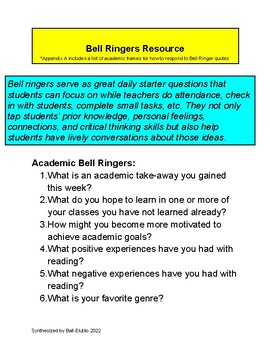 Preview of Daily Bell Ringers: Academic, Career, Personal, and Lighthearted Warmups