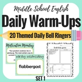 Daily Bell Ringers - Middle School English - 4 Weeks of Warm ups
