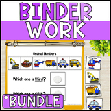 Special Education Morning Work Binders. Math & Literacy Bi